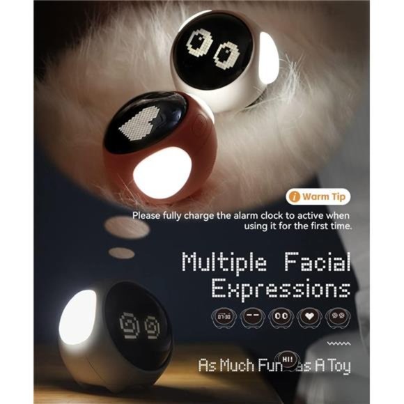 Kids Alarm Clock, Dual Alarm Setting, Adjustable Brightness Night Light, Pink - Picture 4 of 5